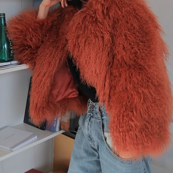 100% Mongolion Curly Fur Short Coat BNWT - Picture 2 of 6